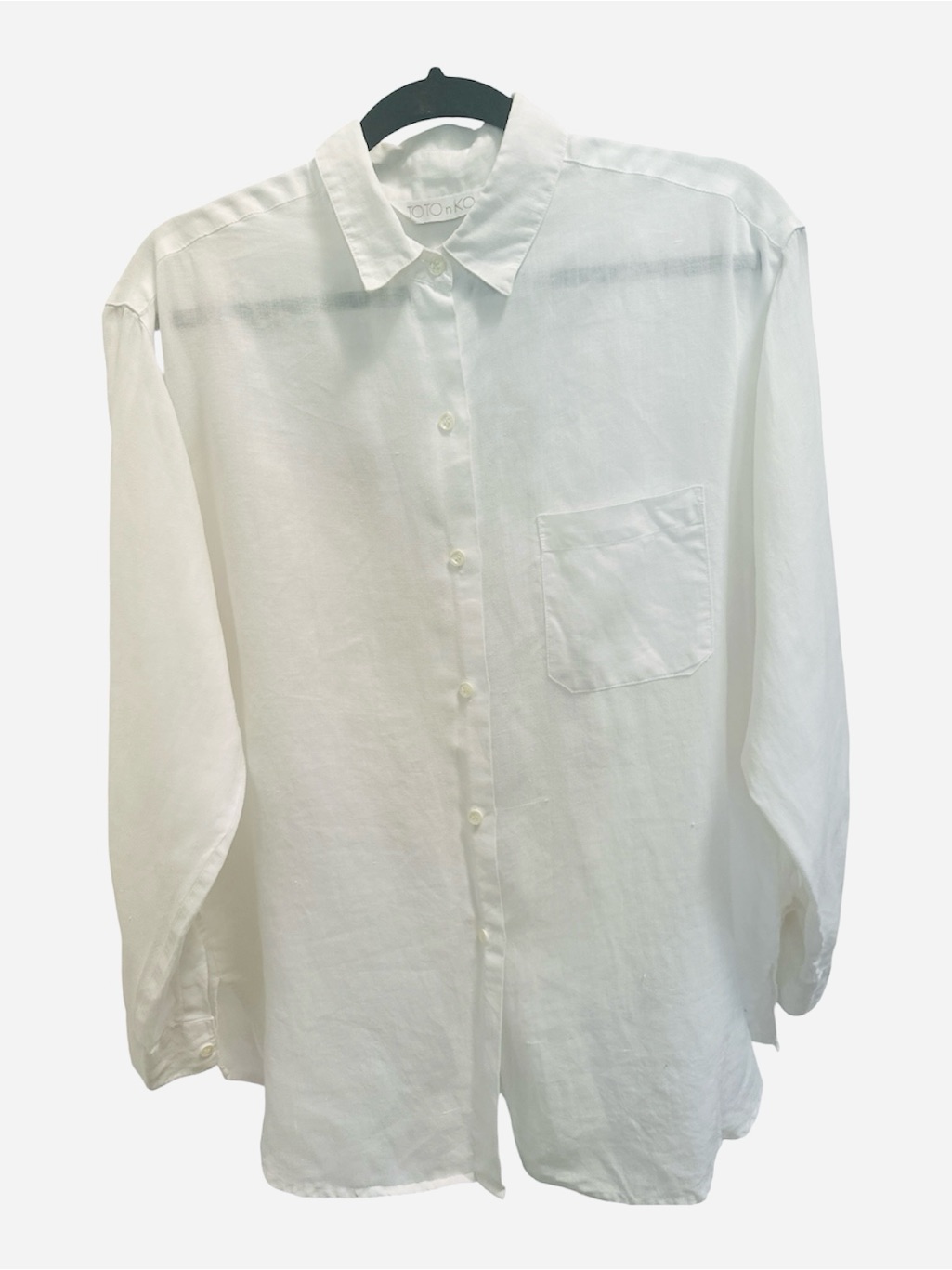 Toto N Ko 100% Linen Oversized White Button Down Shirt Medium Natural/Boho